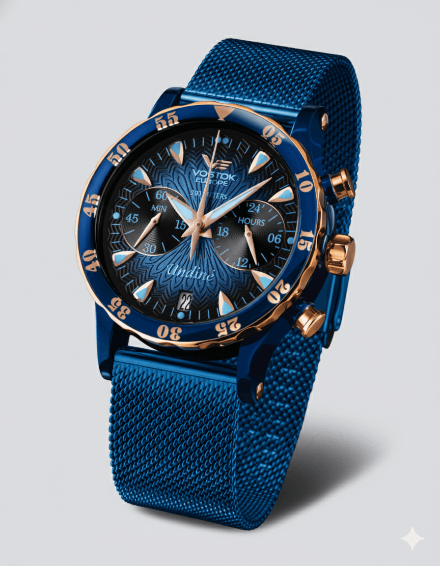 Vostok Europe Undiné VK64-515E628 Set with the Blue PVD Stainless Steel Me