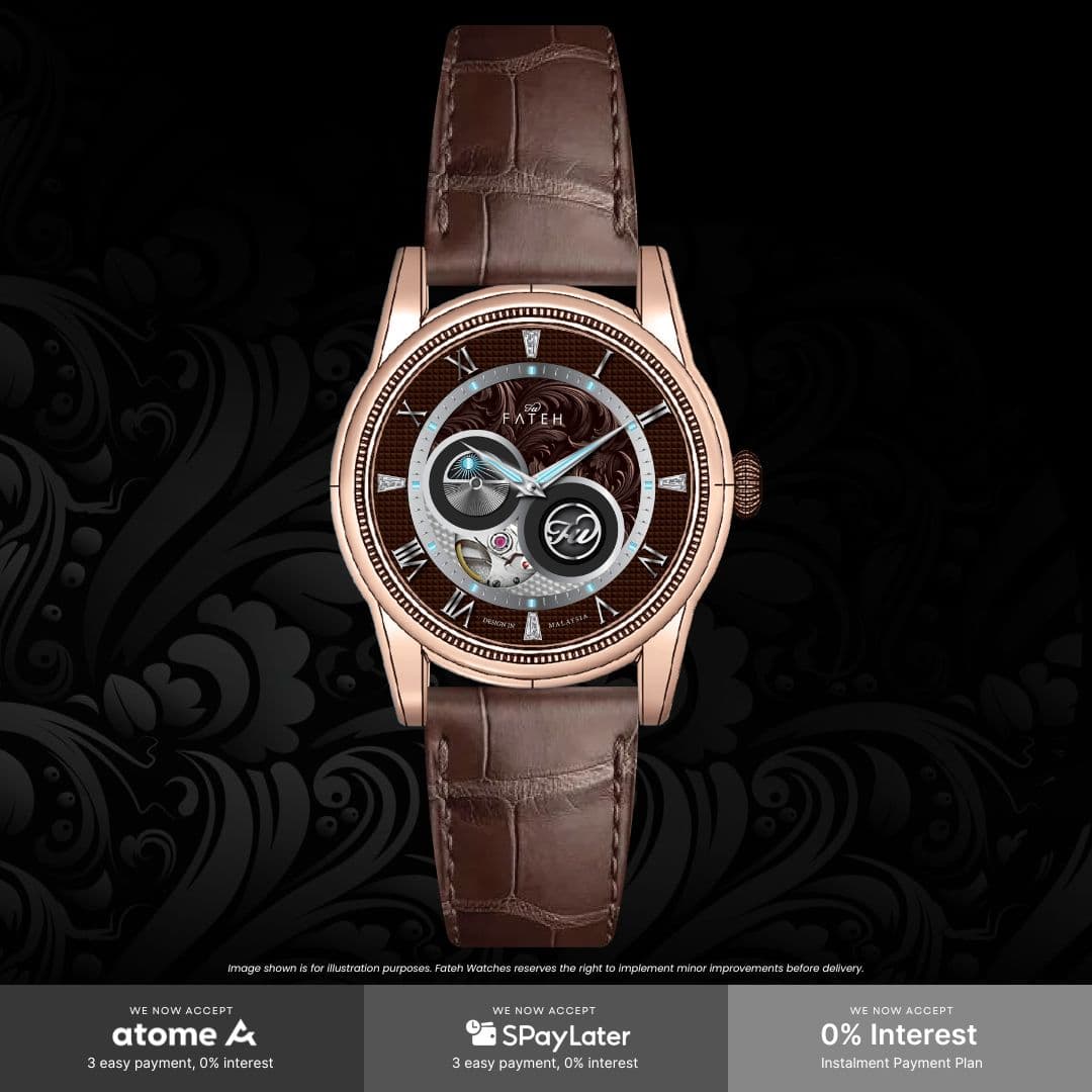 Fatehwatches Batheq Umber Brown with Rosegold Case