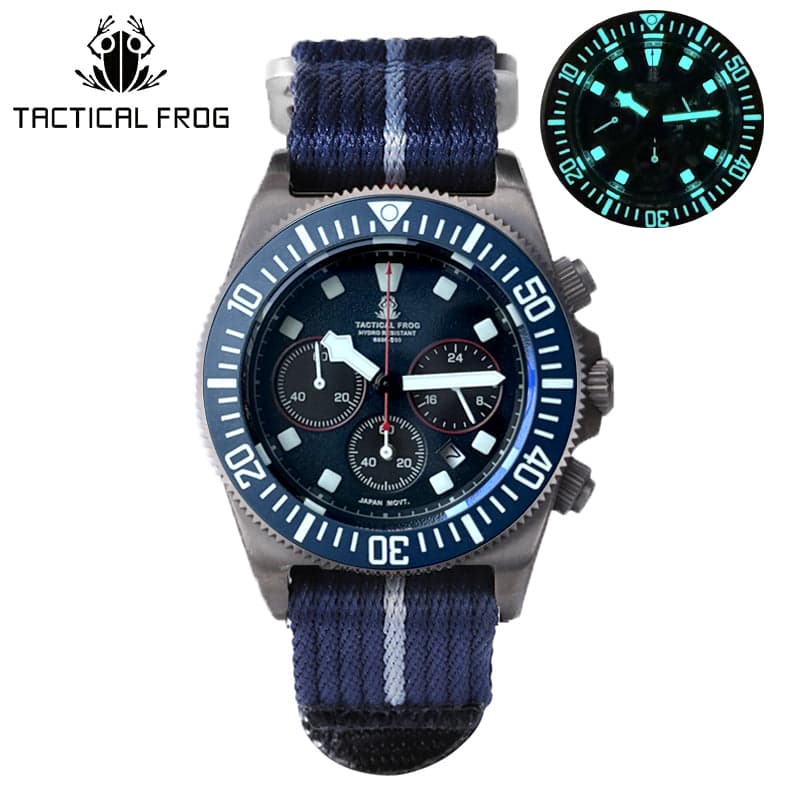 Tactical Frog 战术蛙-FXD计时表-三表盘- 蓝盘-红黑线-840