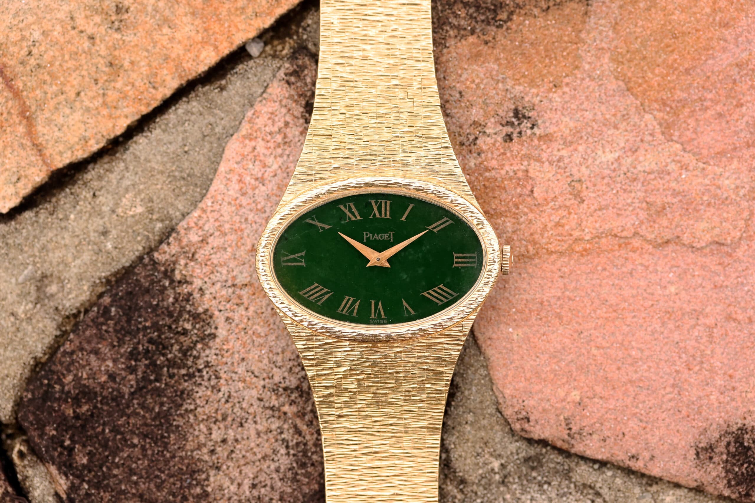 Piaget Vintage Piaget 18k Yellow Gold Integrated Bracelet, Oval Cas