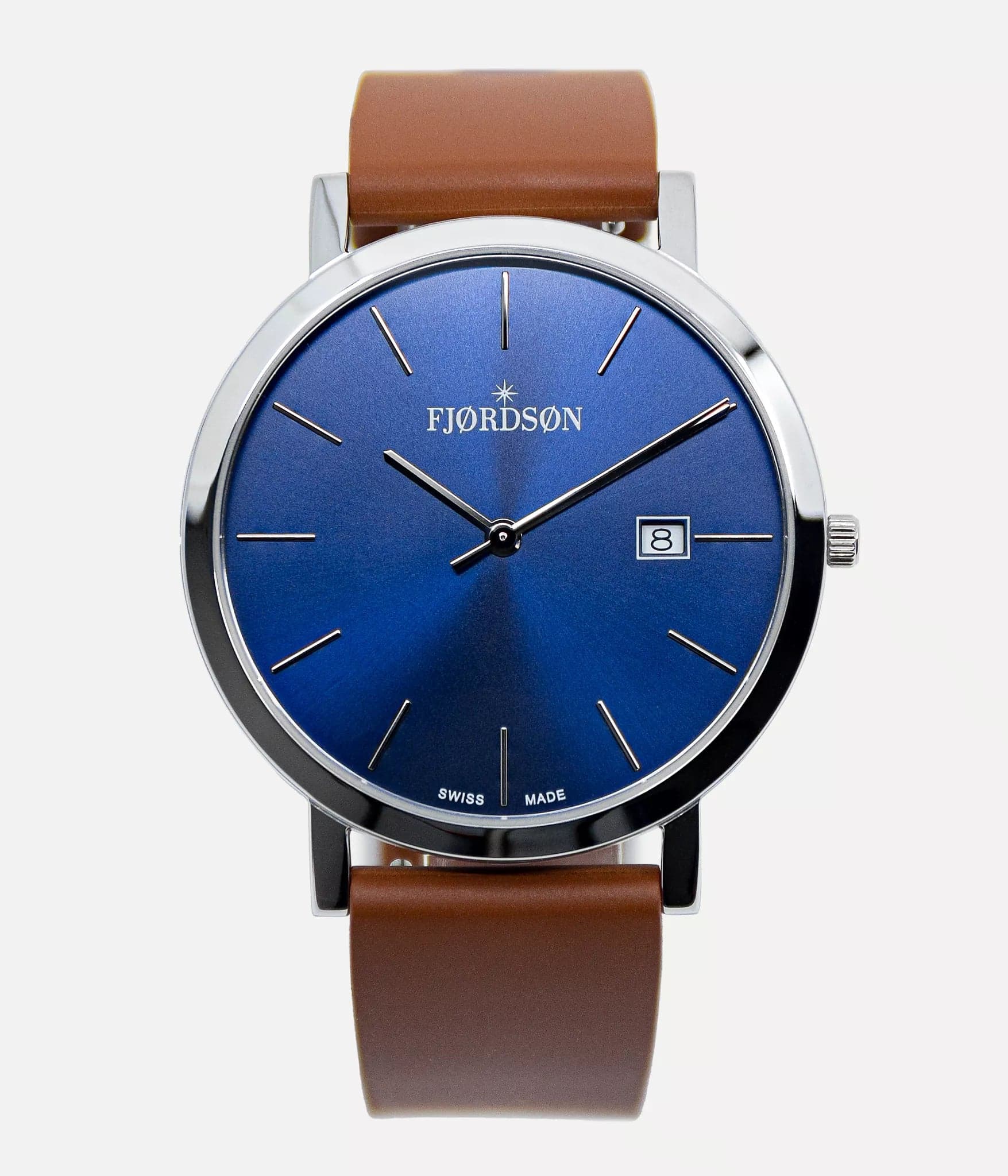 Fjordson #9142 | Blue Dial With Brown Rubber Strap - Men's Watch