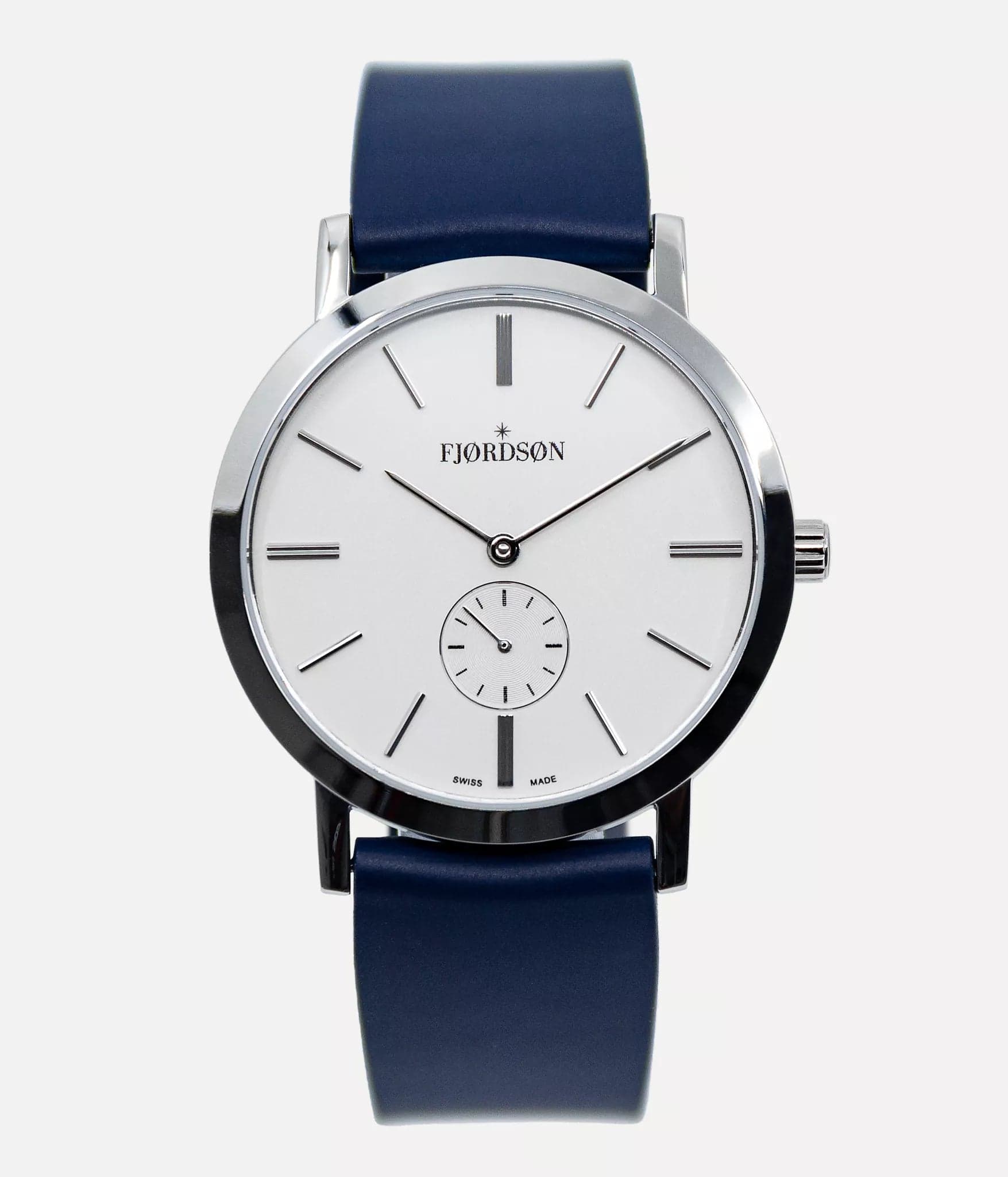 Fjordson #SLIM | White Dial With Blue Rubber Strap - Unisex Watch