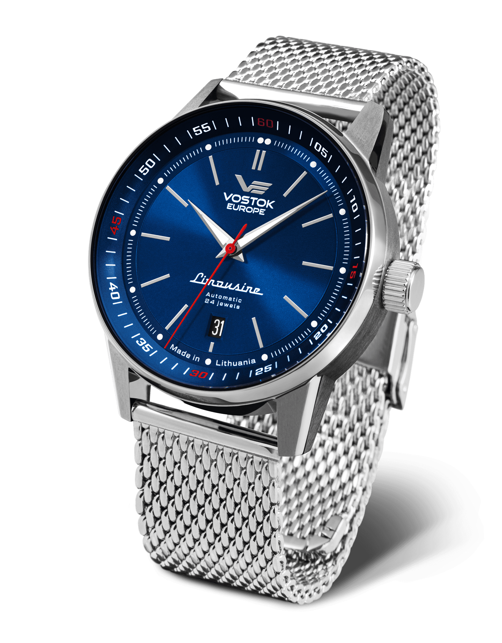 Vostok Europe Limousine NH35A-560A687 Set with Stainless Steel Mesh bracel