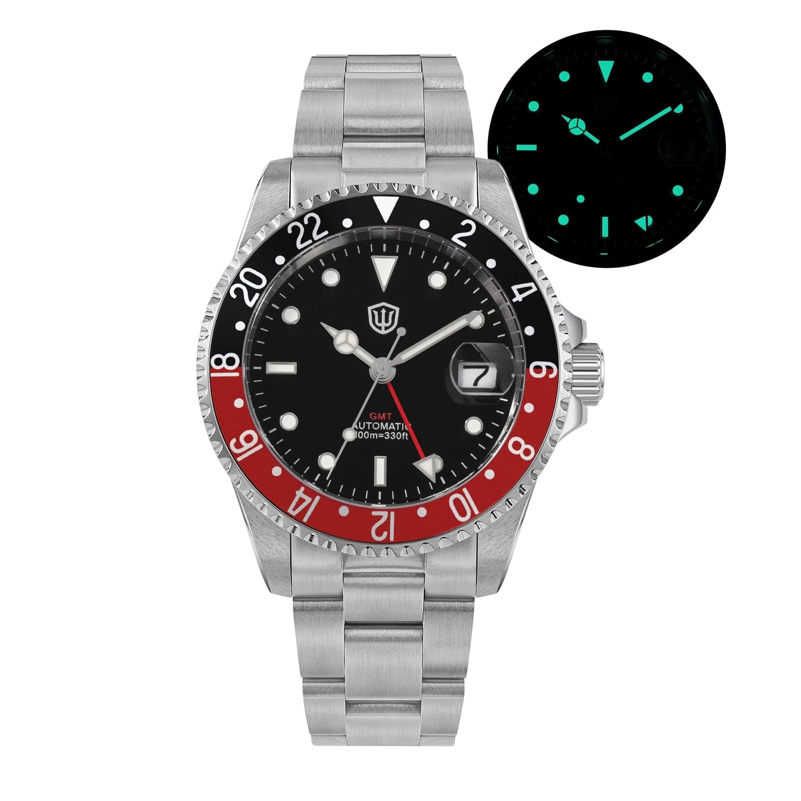 Watchdives Watchdives-WD0014-黑面白字- 红蓝圈- 钢带