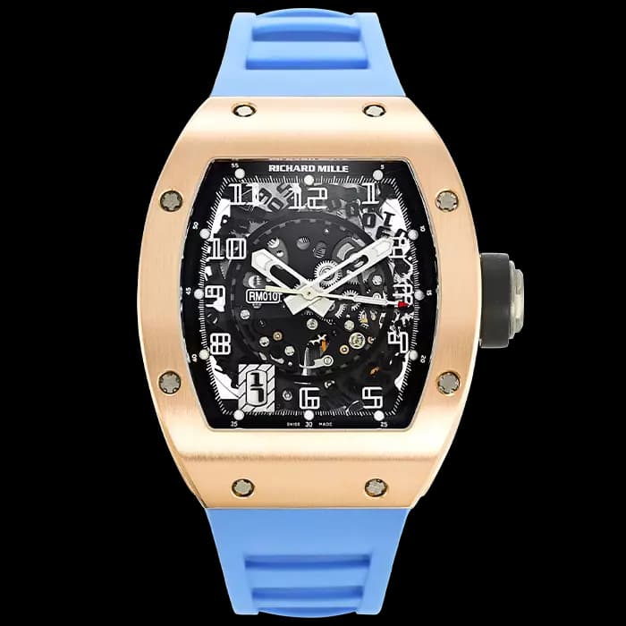 Richard Mille Richard Mille RM010 Rose Gold with Blue Strap