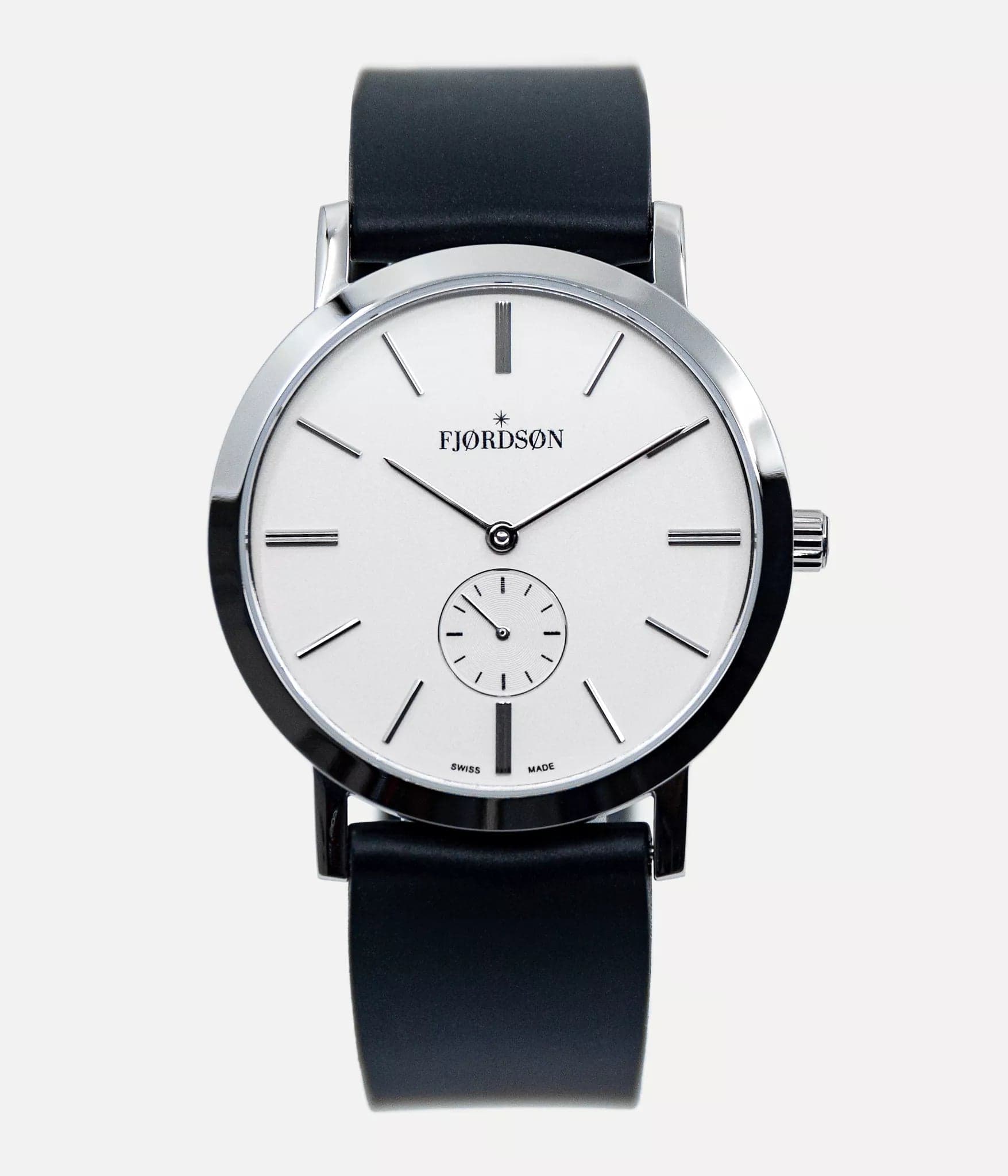 Fjordson #SLIM | White Dial With Black Rubber Strap - Unisex Watch