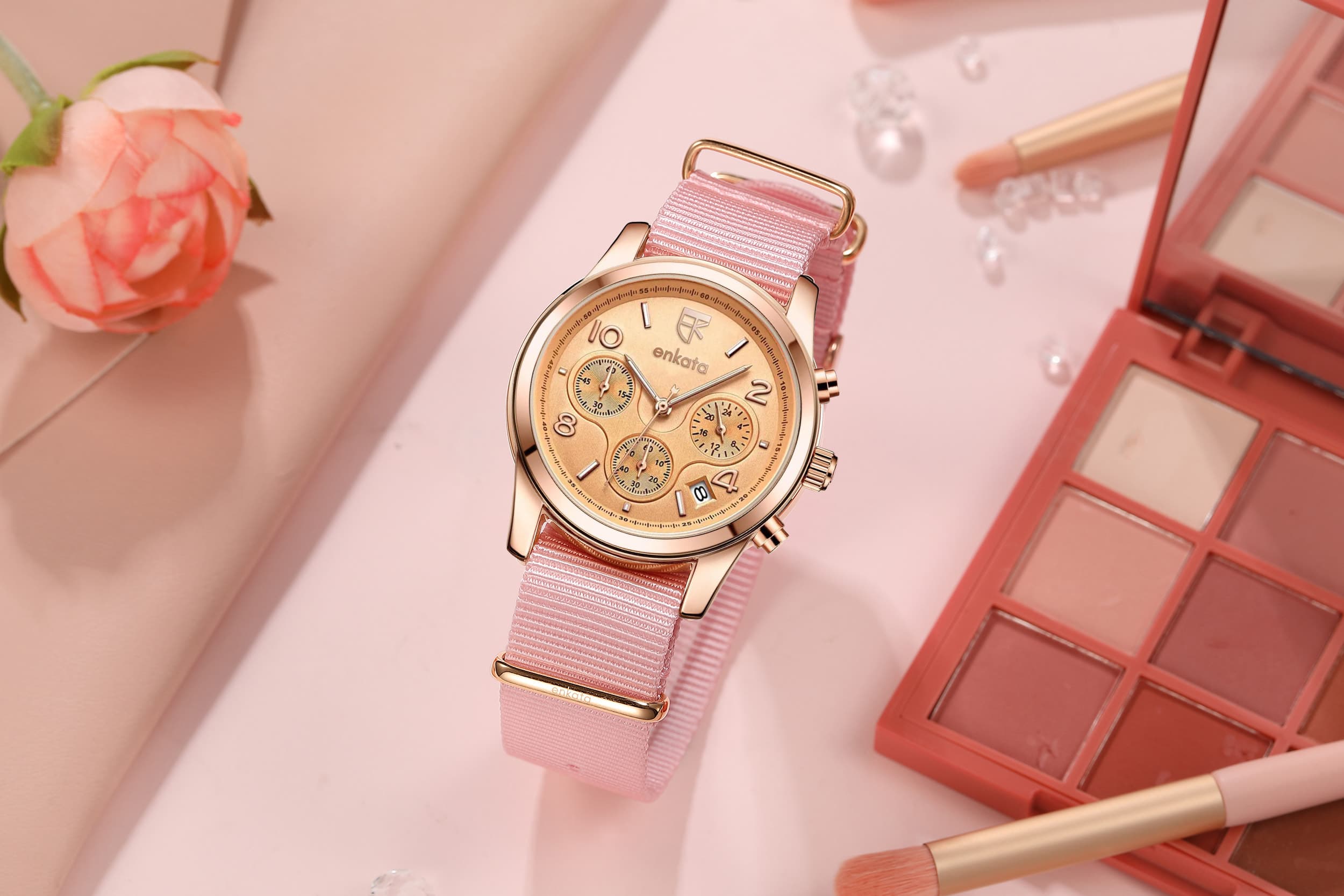 Enkatawatches Aurora III Rg Pink Canvas
