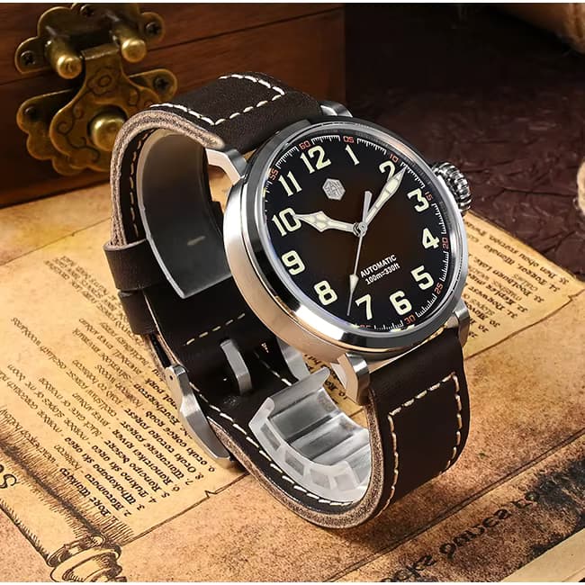 San Martin San Martin Men Automatic Watch 44.5MM Pilot Mechanical Wrist