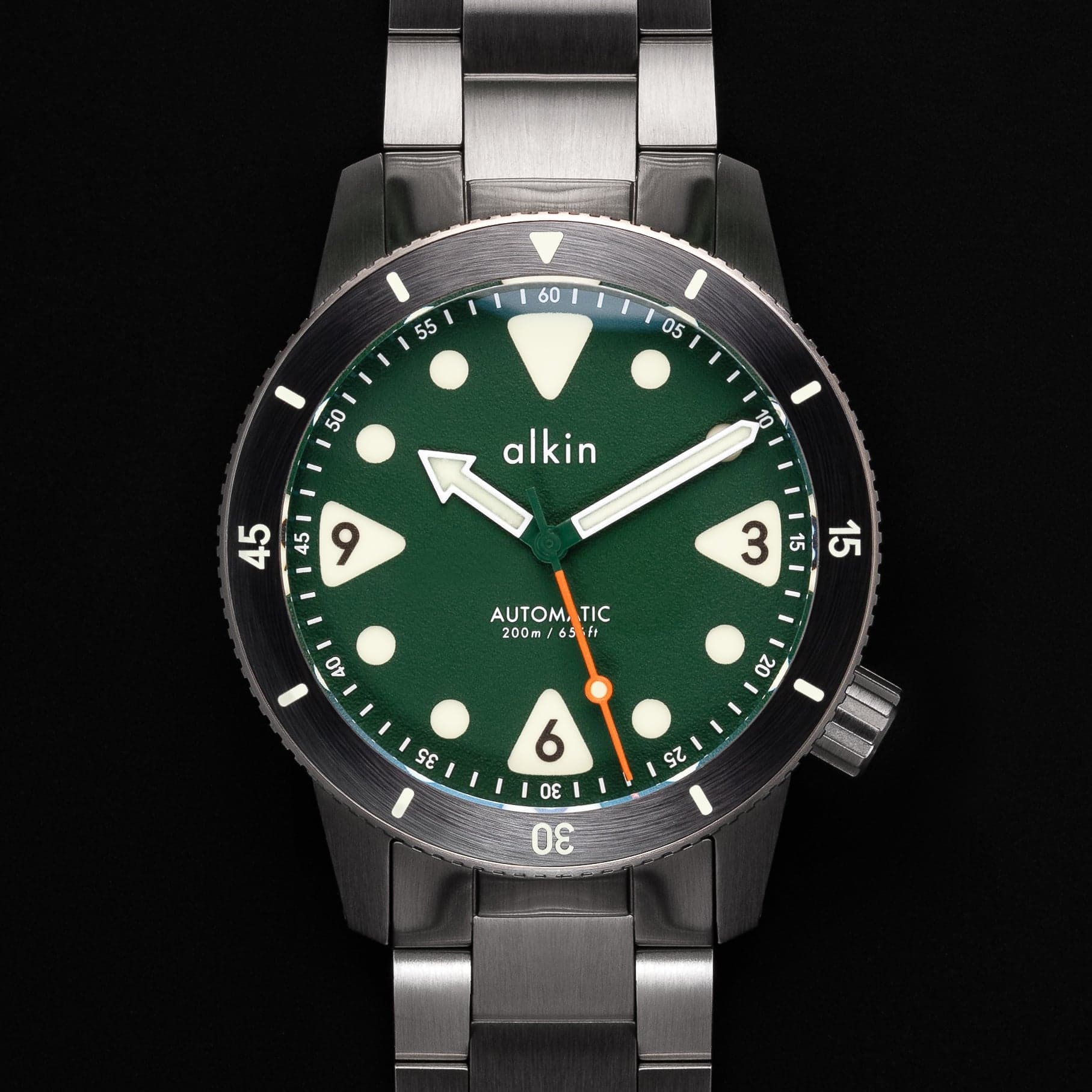 alkinwatches Model Three Diver - Green Dial / SS Case