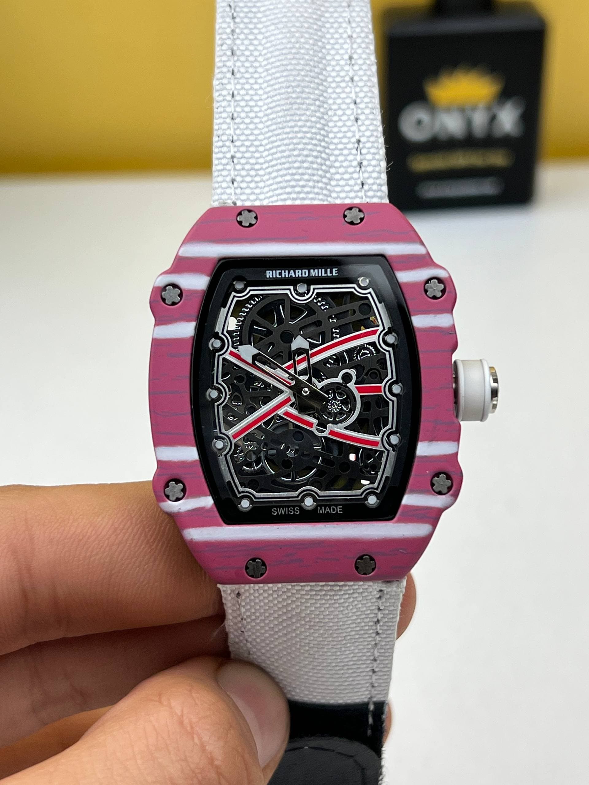 Richard Mille Richard Mille RM 67-02 Pink in White Strap Skeletonized Dial